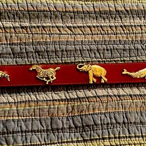 Genuine Leather Belt with silver animals.